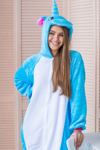 Пижама Кигуруми взрослая BearWear Единорог New голубой (на пуговицах), K1W1-0097-XL