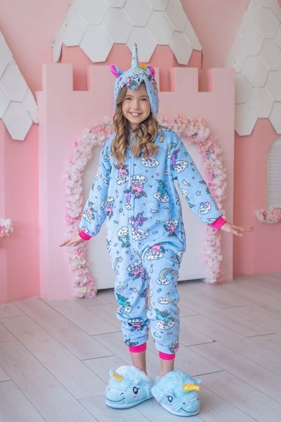 Пижама Кигуруми детская BearWear Единорог сладкие сны голубой (на молнии), K0W1-0072-XL