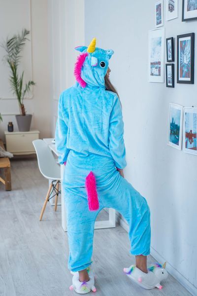 Пижама Кигуруми взрослая BearWear Единорог голубой, K1W1-0024