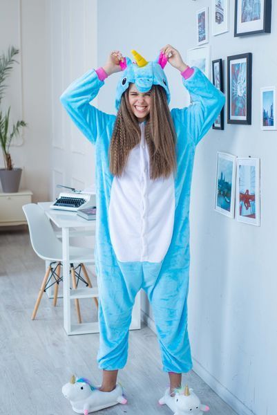 Пижама Кигуруми взрослая BearWear Единорог голубой, K1W1-0024