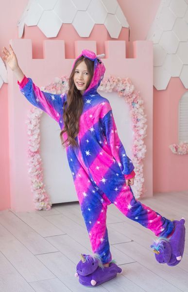 Пижама Кигуруми детская BearWear Единорог Пинк Страйпс (на молнии), K0W1-0077-XL