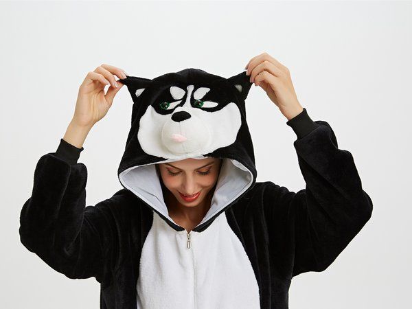 Пижама Кигуруми взрослая BearWear Хаски New (на молнии) черный, K1W1-0189